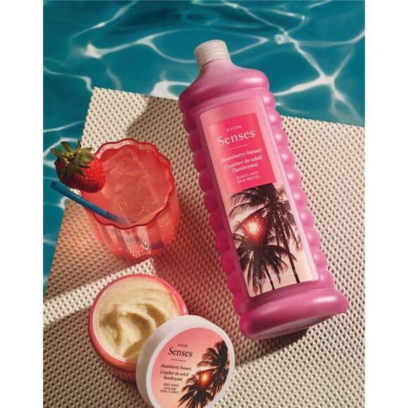 Avon Senses Strawberry Sunset Bubble Bath 24 fl. oz. - Picture 2 of 5